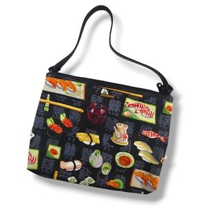 Vintage Sushi Print Shoulder Bag Y2K Japanese Aesthetic Unique Statement Purse